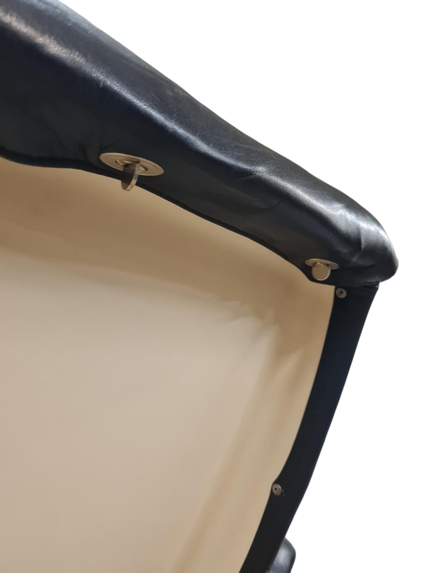 Yrjö Kukkapuro Saturnus Chair & Stool in White & Black Leather, Haimi 1970s For Sale 11