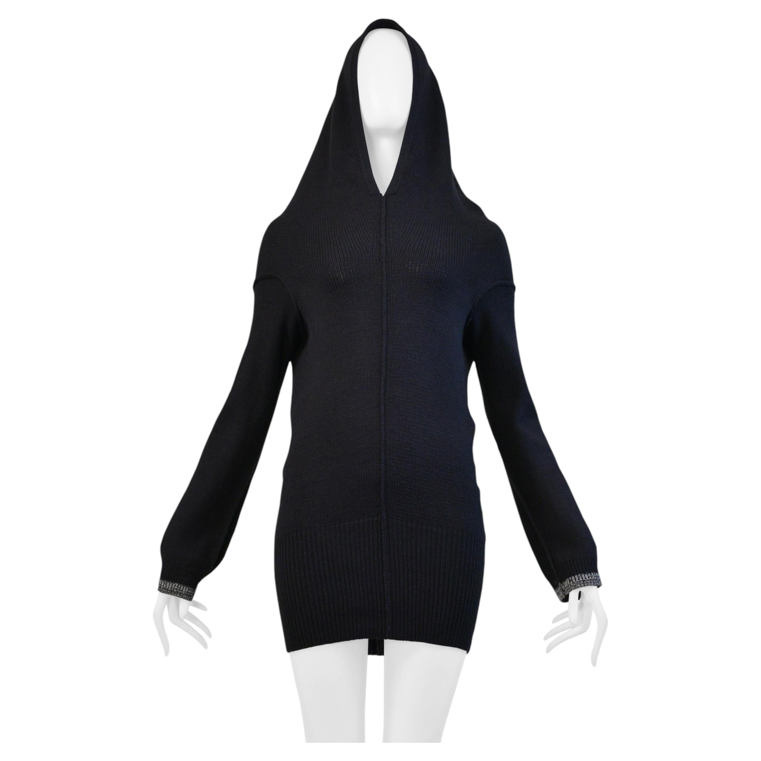 Y’s 2000 By Yohji Yamamoto Black Wool Sweater With Hood