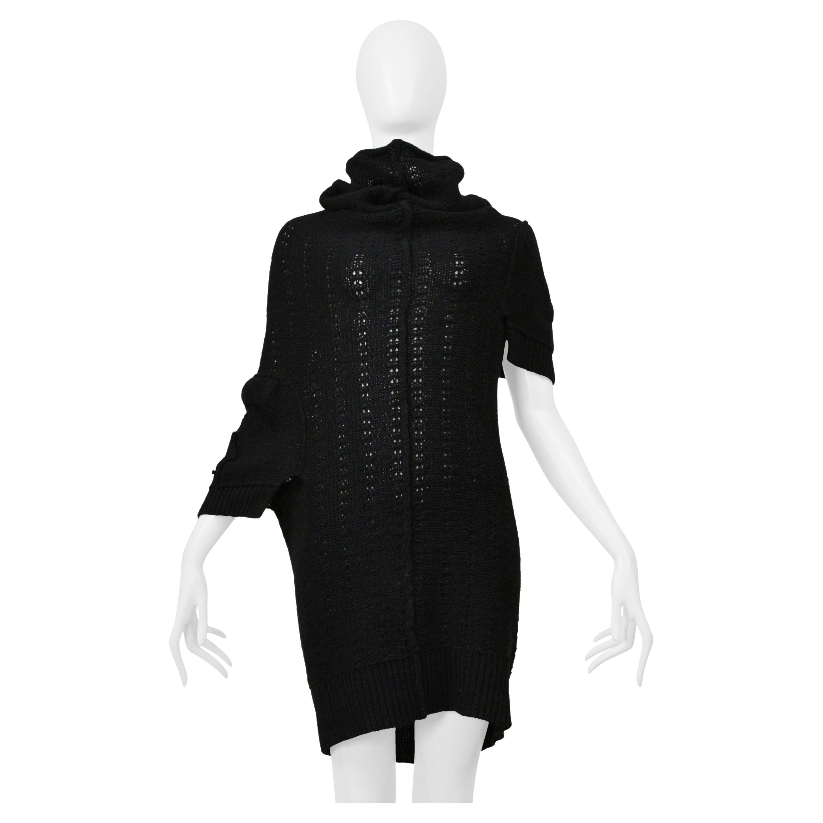 Y’s 2004–05 By Yohji Yamamoto Black Cable Knit Sweater With Asymmetrical Sleeves