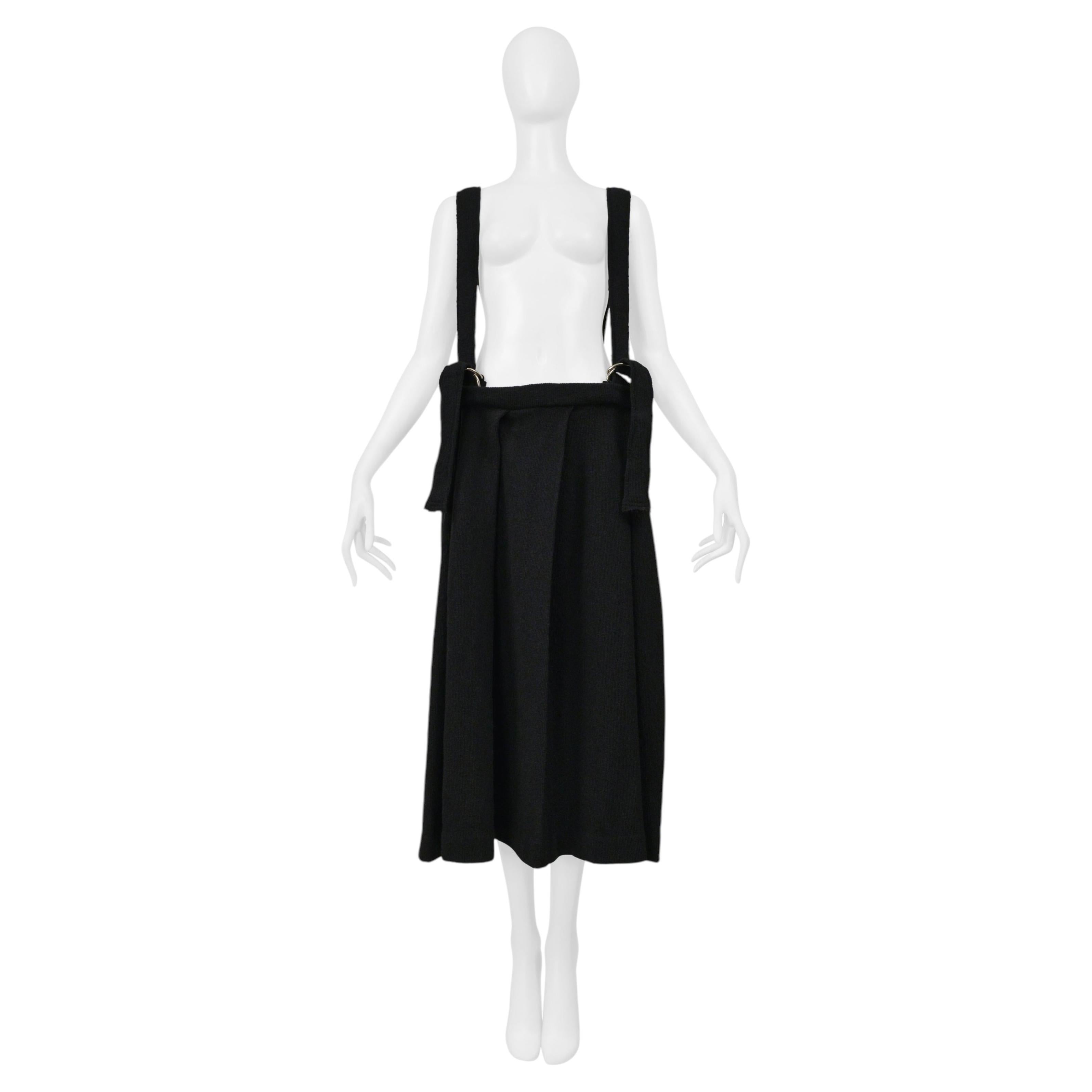 Y’s 2004–05 By Yohji Yamamoto Black Knit Skirt With Suspenders & D-Rings For Sale