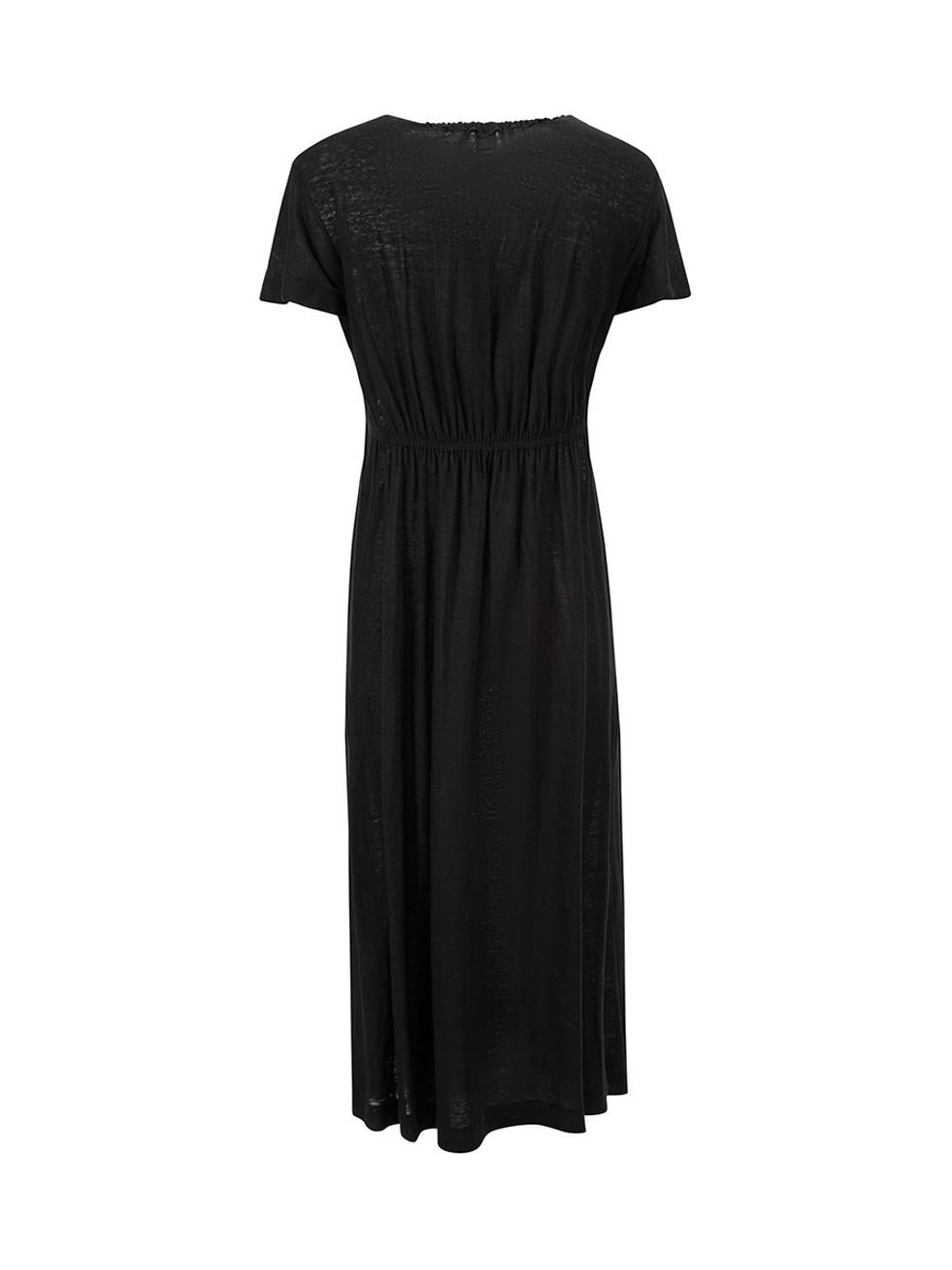 Y's Black Ruched Midi Dress Size S In Good Condition For Sale In London, GB