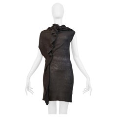 Y's By Yohji Yamamoto Army Green Gerippter Pullover mit hohem Ausschnitt und Rüsche 2003