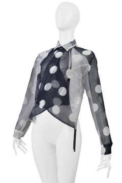 Y's By Yohji Yamamoto Black And White Polka Dot Wrap Top With Ties 2001