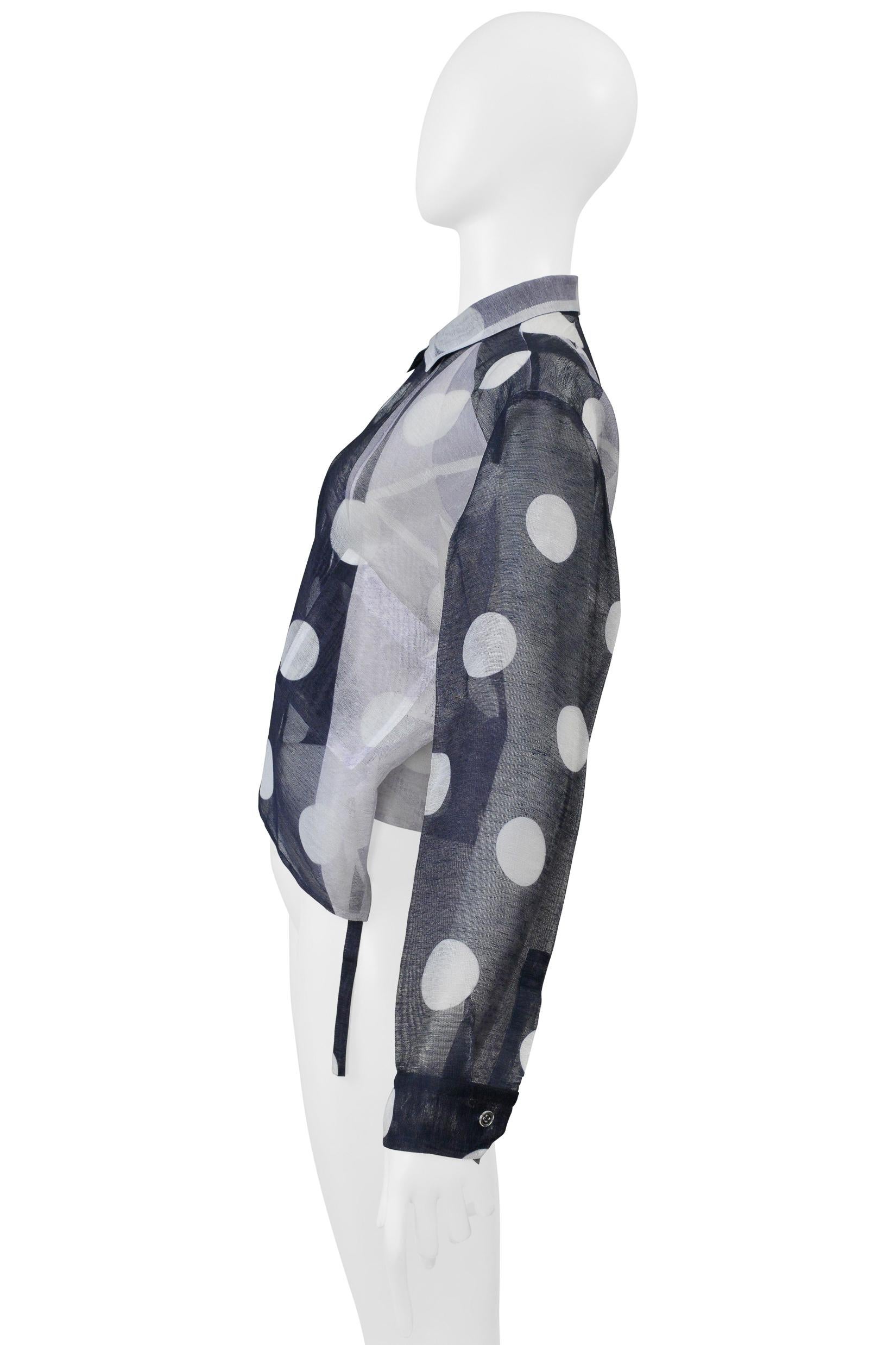 Y's By Yohji Yamamoto Schwarzes und weißes gepunktetes Wickeltop mit Krawatten 2001 (Grau) im Angebot