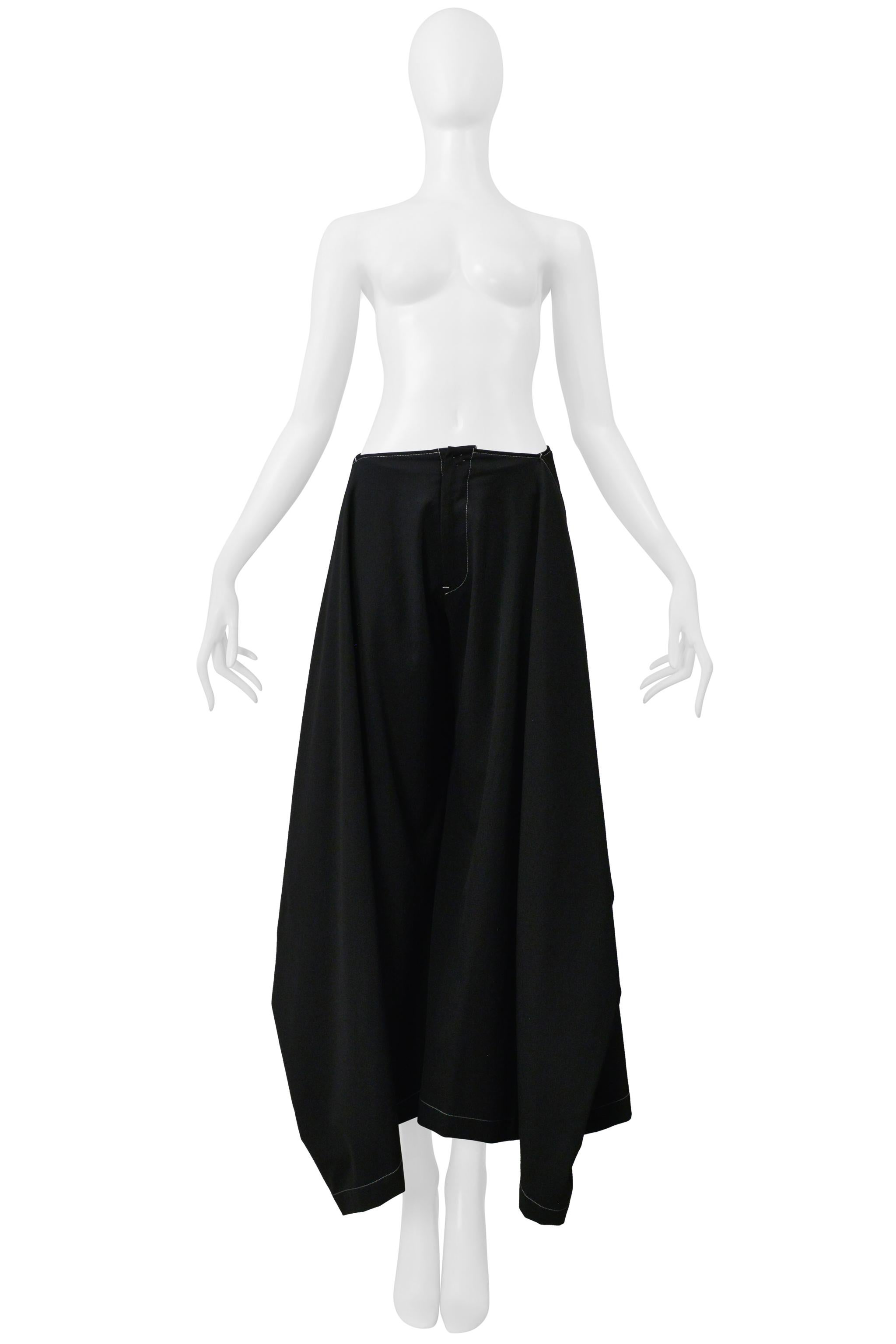 Y's By Yohji Yamamoto Black Cape Top And Pants Ensemble With White Stitching For Sale 1