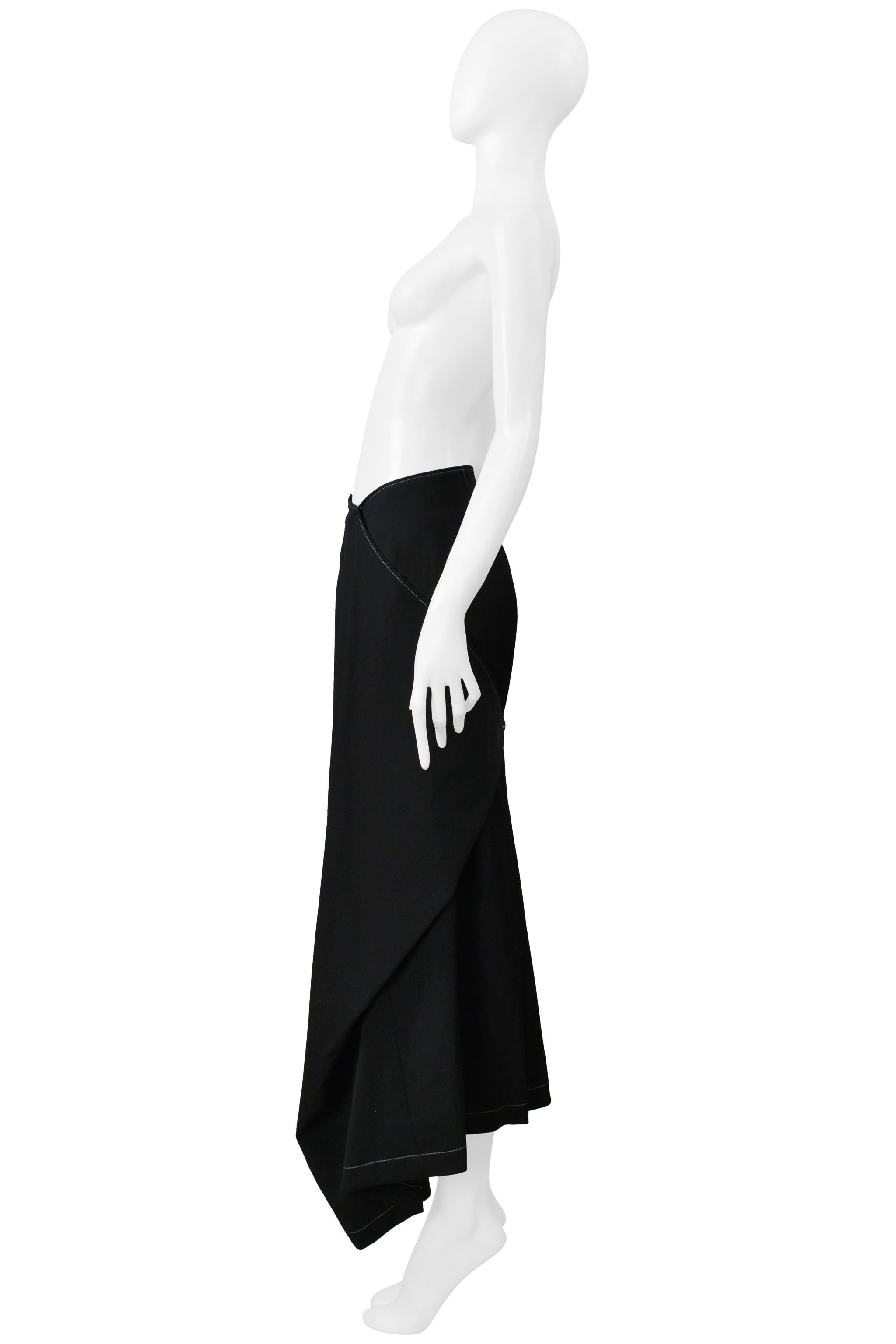 Y's By Yohji Yamamoto Black Cape Top And Pants Ensemble With White Stitching For Sale 2