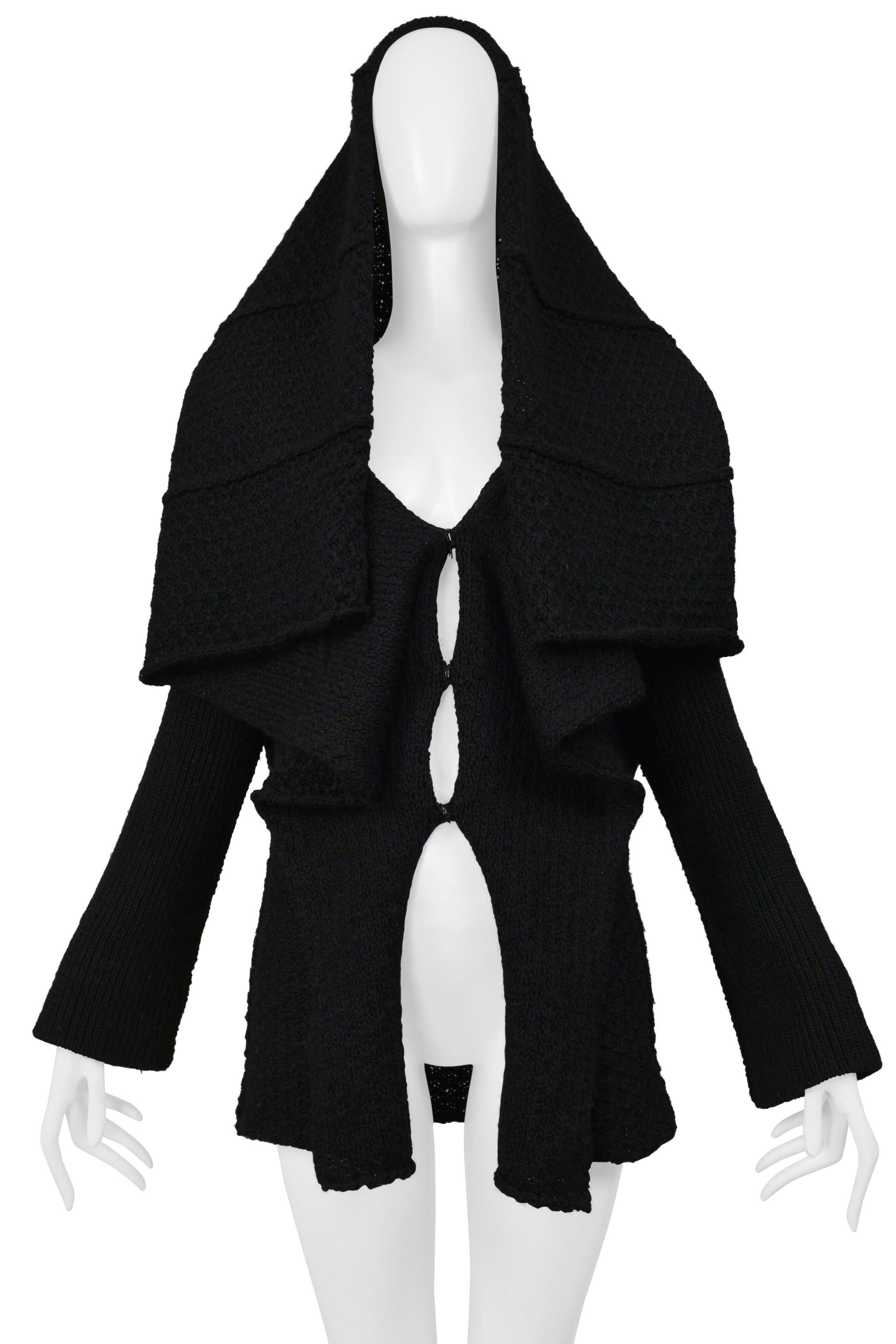 Y's By Yohji Yamamoto Black Shaved Wool Cardigan W Saefty Pin 2001