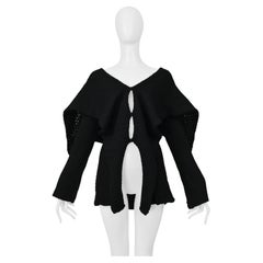 Y's By Yohji Yamamoto Schwarze Strickjacke aus rasierter Wolle W Saefty Pin 2001