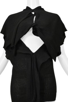 Y’s By Yohji Yamamoto Black Snap Front Sleeveless Cocoon Sweater 2004-05