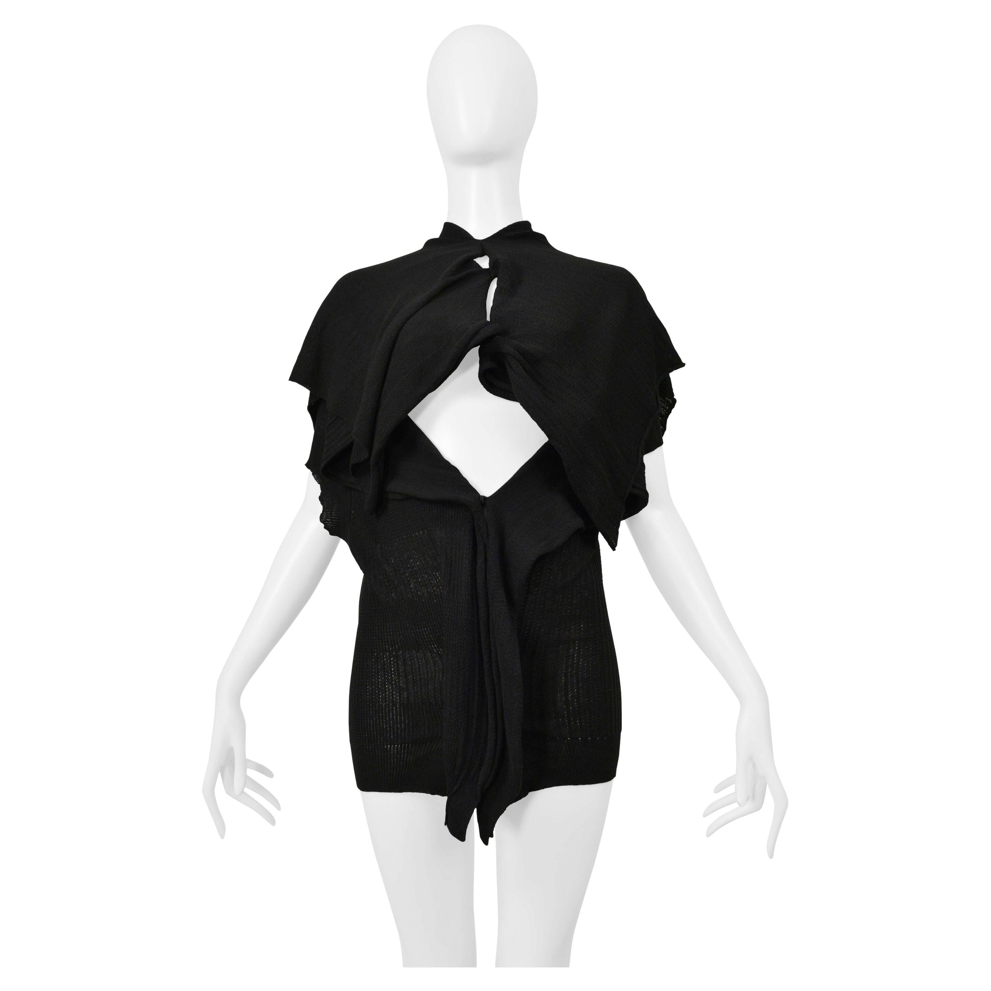 Y’s By Yohji Yamamoto Black Snap Front Sleeveless Cocoon Sweater 2004-05