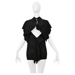 Y's By Yohji Yamamoto Black Snap Front Sleeveless Cocoon Sweater 2004-05