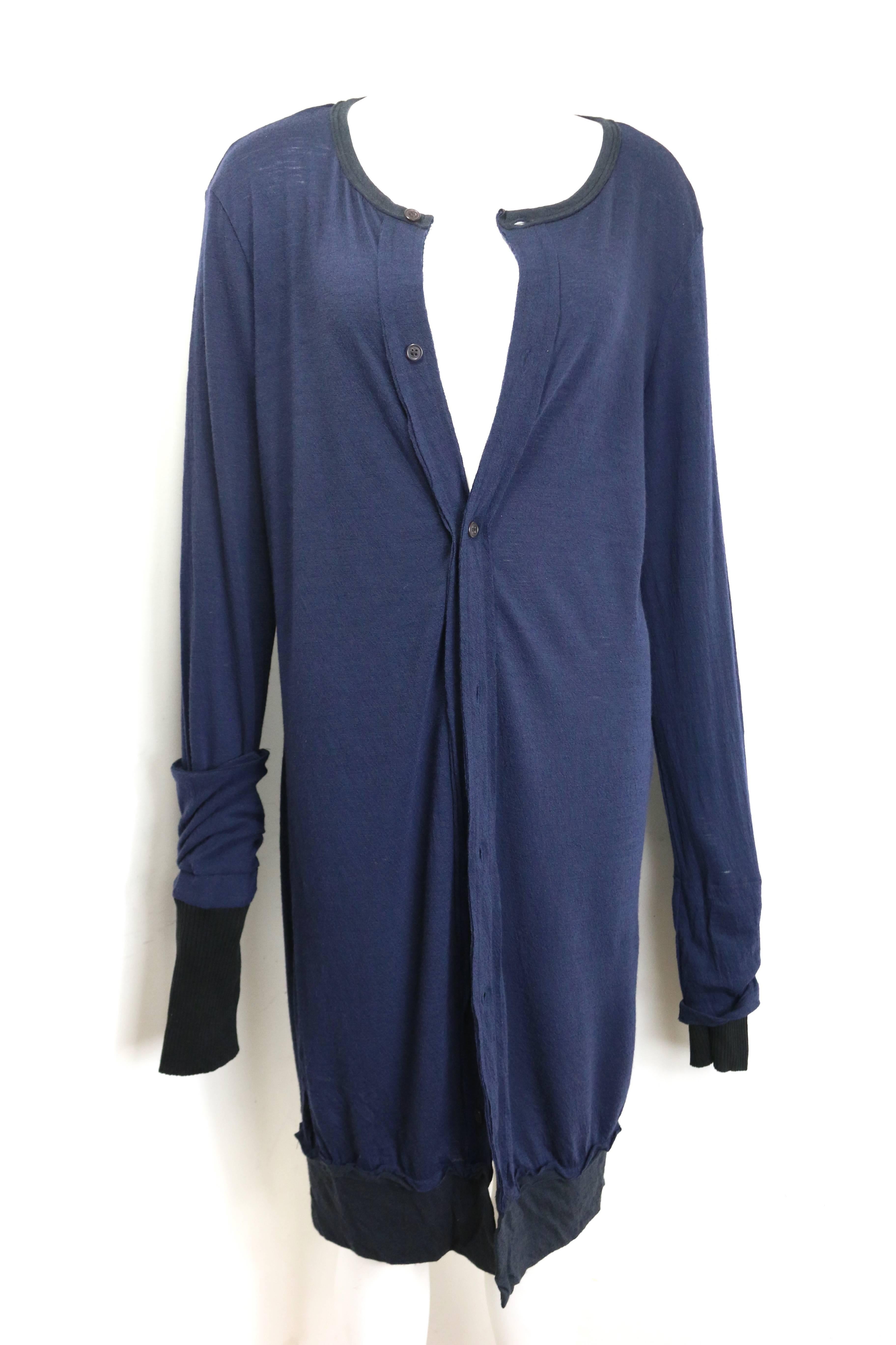 Purple Y's by Yohji Yamamoto Dark Navy Wool Long Sweater/Dress For Sale
