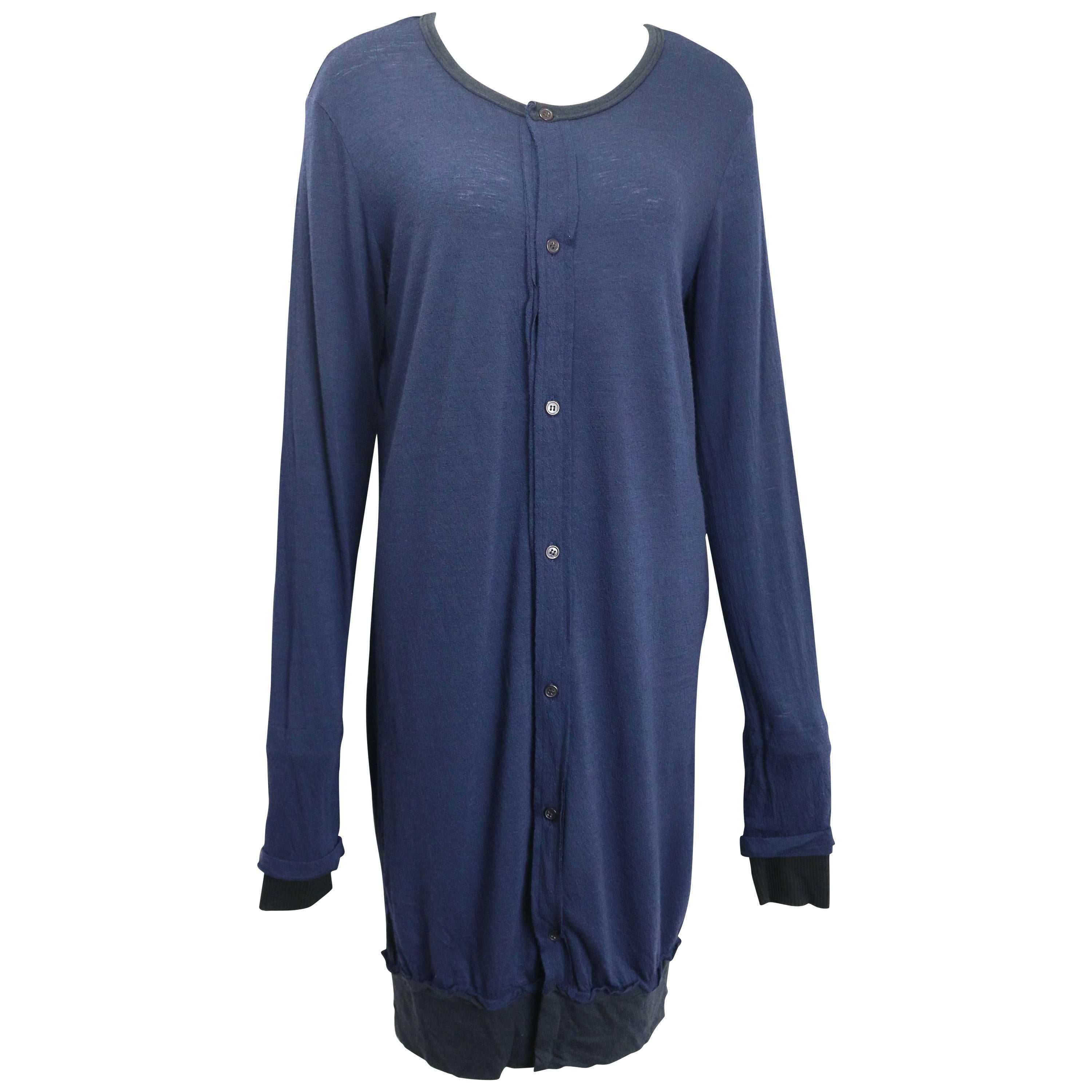 Y's by Yohji Yamamoto Dark Navy Wool Long Sweater/Dress For Sale