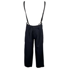 Y's by YOHJI YAMAMOTO Size 30 Navy Cotton / Rayon Suspenders Dress Pants