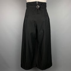Y's by YOHJI YAMAMOTO Size 34 Black Cotton / Cupro Back Belt Wide Leg Pants