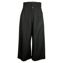 Y's by YOHJI YAMAMOTO Size 34 Black Cotton / Cupro Back Belt Wide Leg Pants