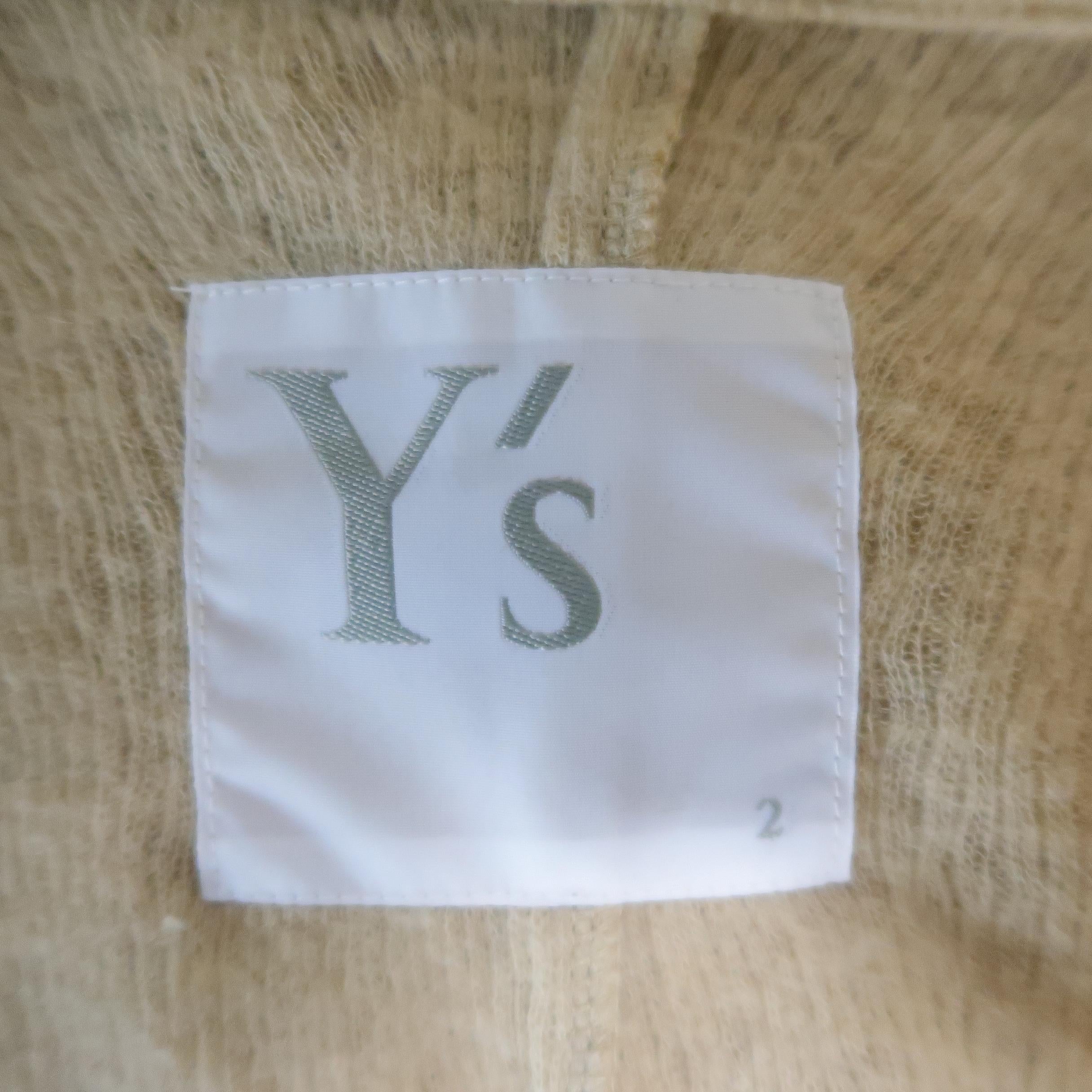 Y's by YOHJI YAMAMOTO Size M Beige Wool Blend Tie Collar Cuffed Cardigan Sweater 6