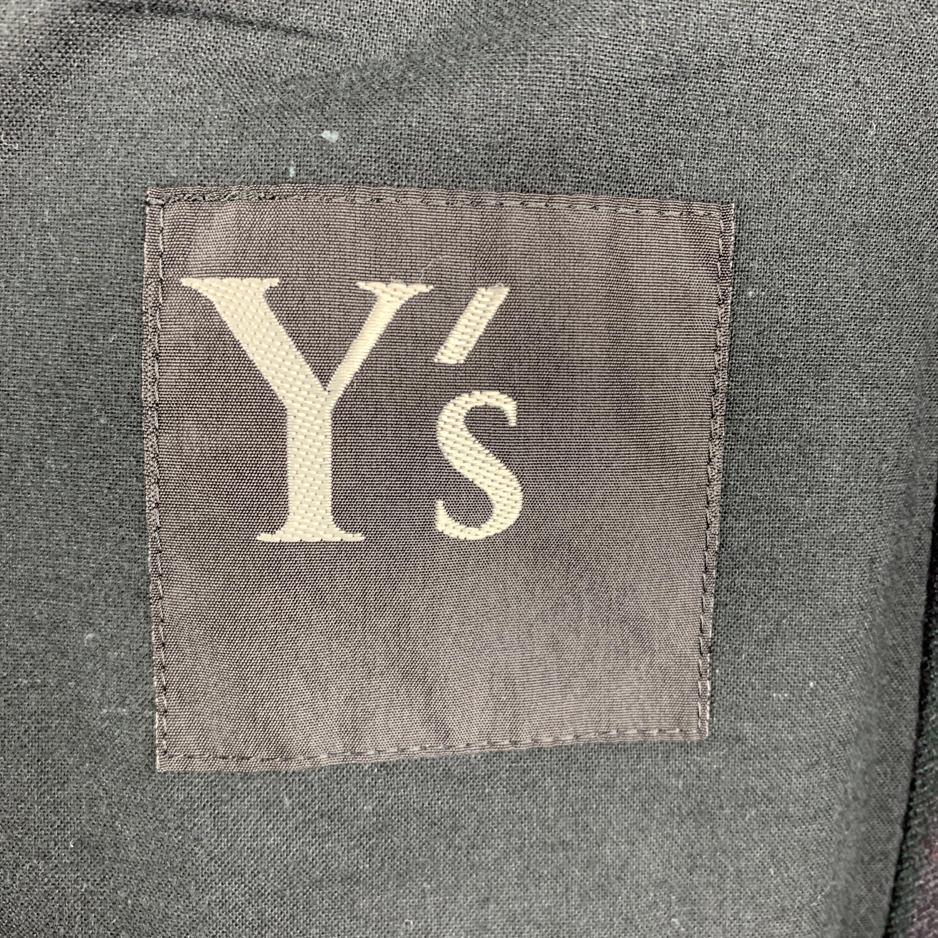Y's by YOHJI YAMAMOTO Size M Charcoal & Navy Striped Wool Trench Coat 2