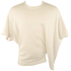 Y's by YOHJI YAMAMOTO Size M White Asymmetrical Drape Crew-Neck T-shirt
