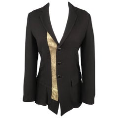 Y's by YOHJI YAMAMOTO Size S Black Wool Gold Stripe Skirt Jacket