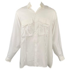 Y's by YOHJI YAMAMOTO Chemise à manches longues en coton blanc avec poches en patch, taille S