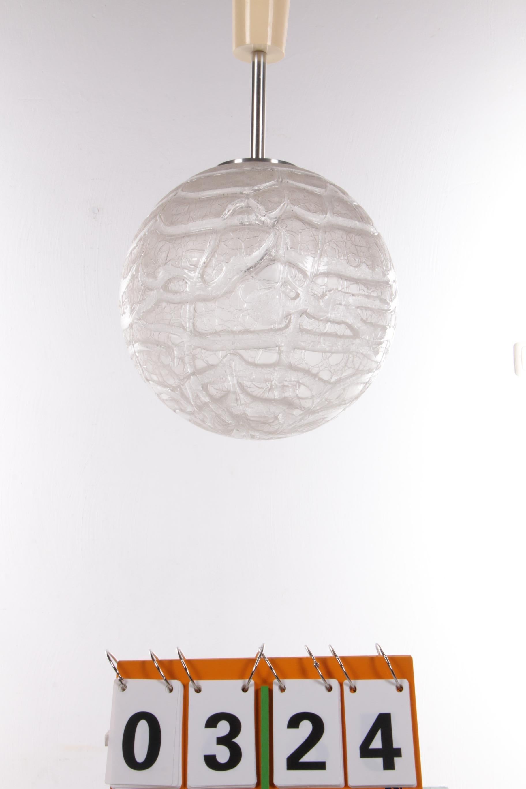 YS Glass Globe Pendant Lamp by Doria Leuchten Germany 1960 For Sale 4