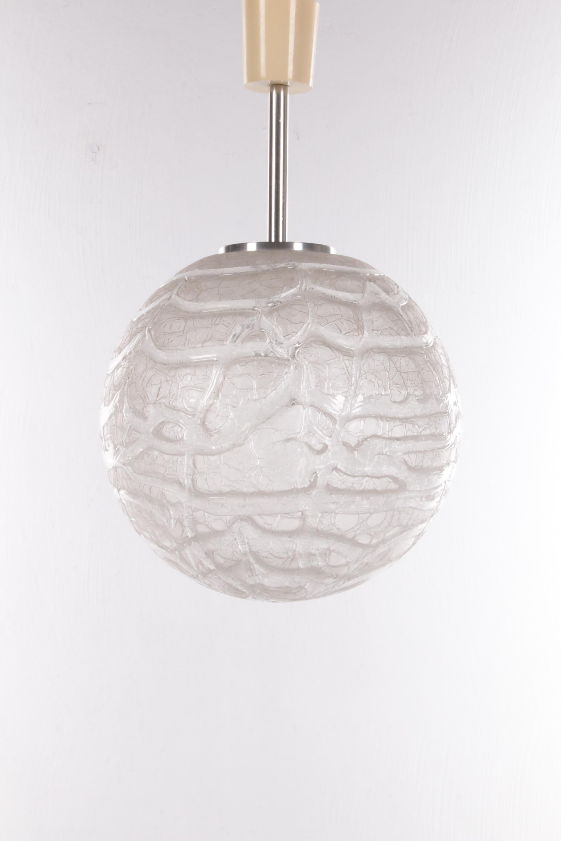 YS Glass Globe Pendant Lamp by Doria Leuchten Germany 1960 For Sale 5