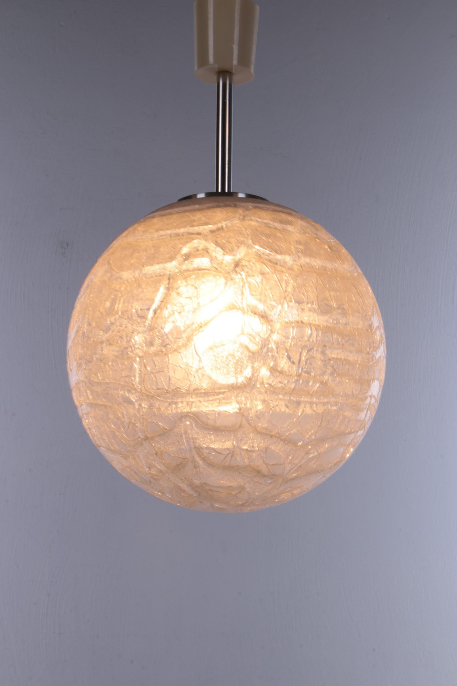 YS Glass Globe Pendant Lamp by Doria Leuchten Germany 1960 For Sale 3
