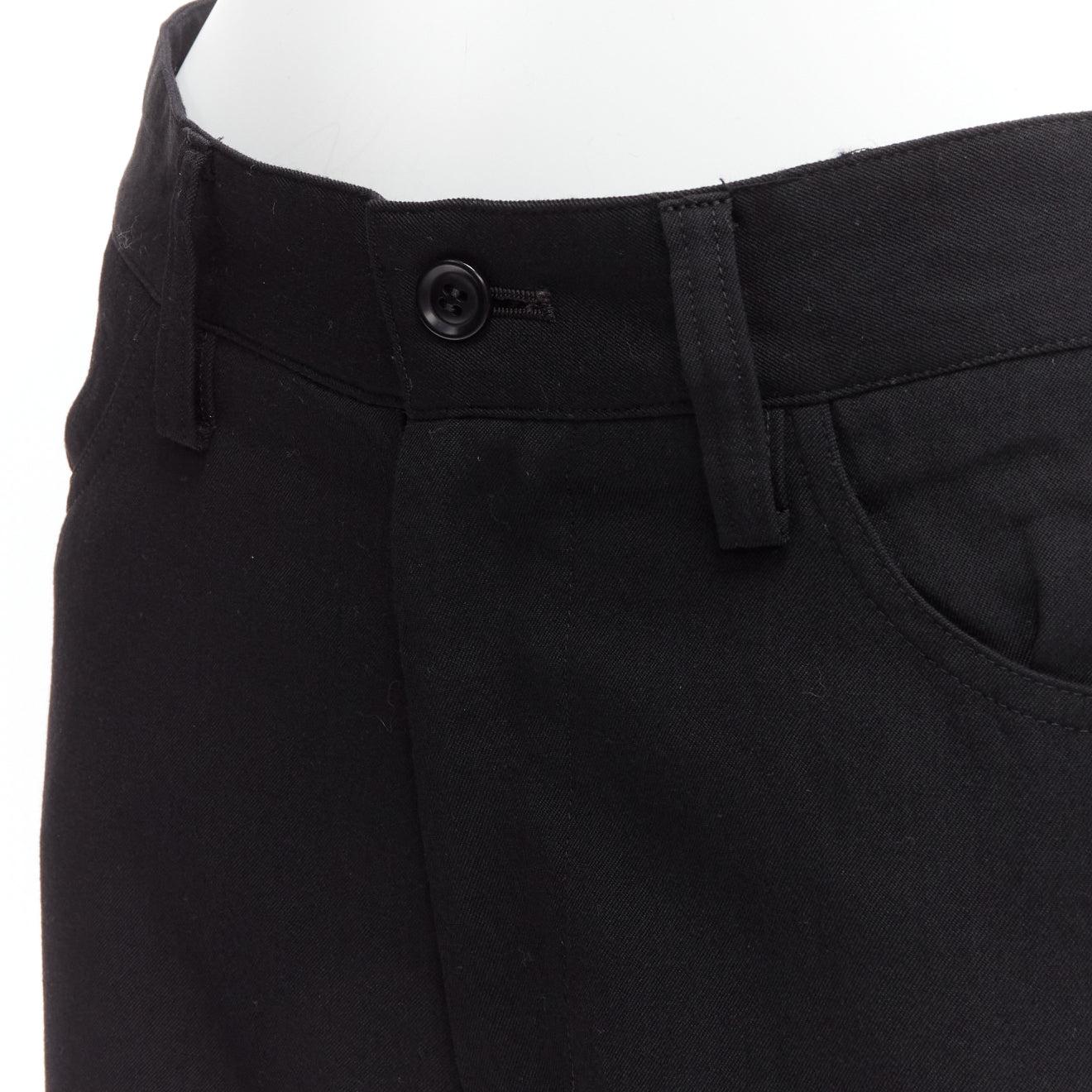 Y'S YOHJI YAMAMOTO 100% wool black insert panels topstitch tapered pants JP2 M For Sale 2