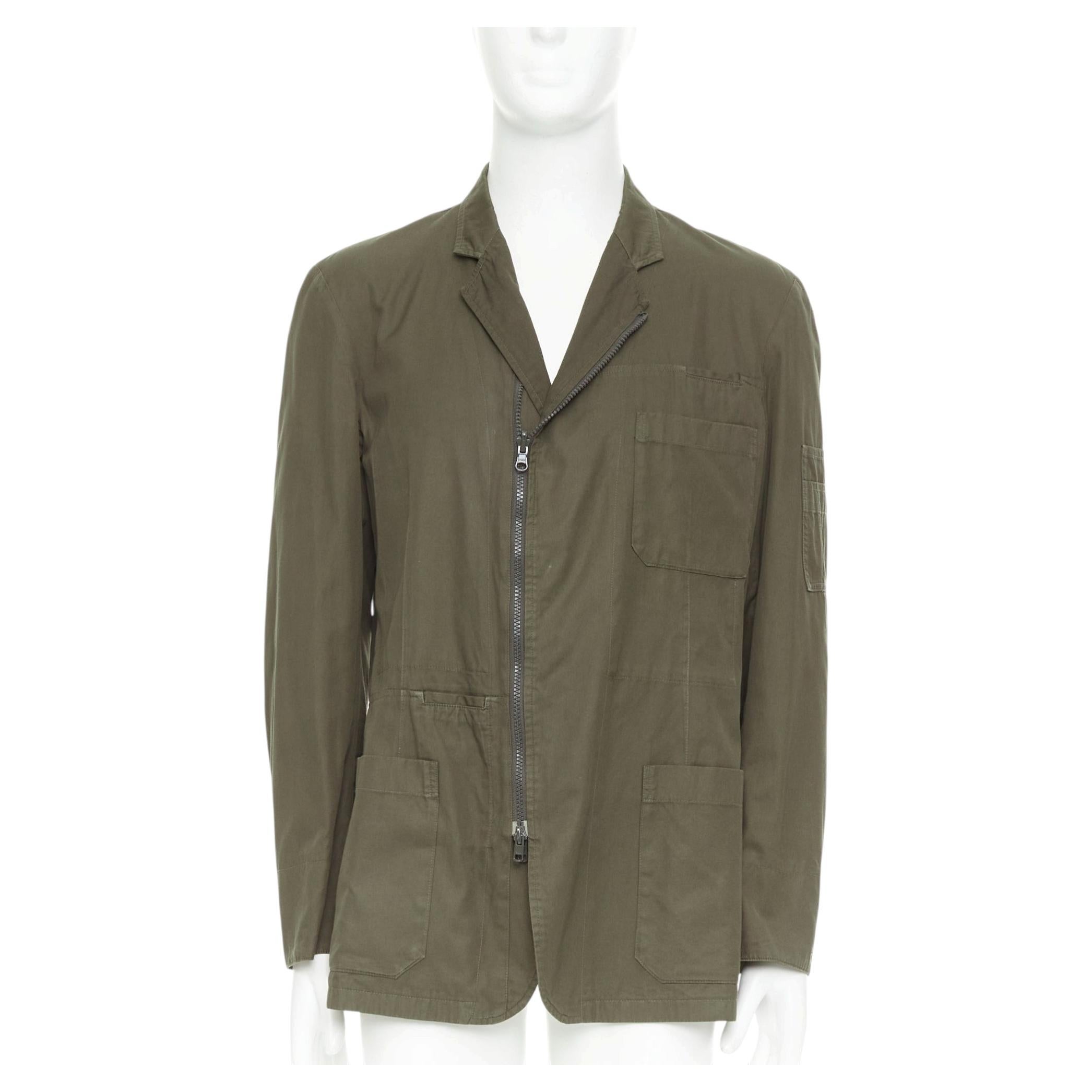 Y'S Yohji Yamamoto Y's giacca militare asimmetrica con zip e multitasche JP3 L