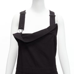 Y'S YOHJI YAMAMOTO black cotton blend button side drop crotch dungaree JP1 S