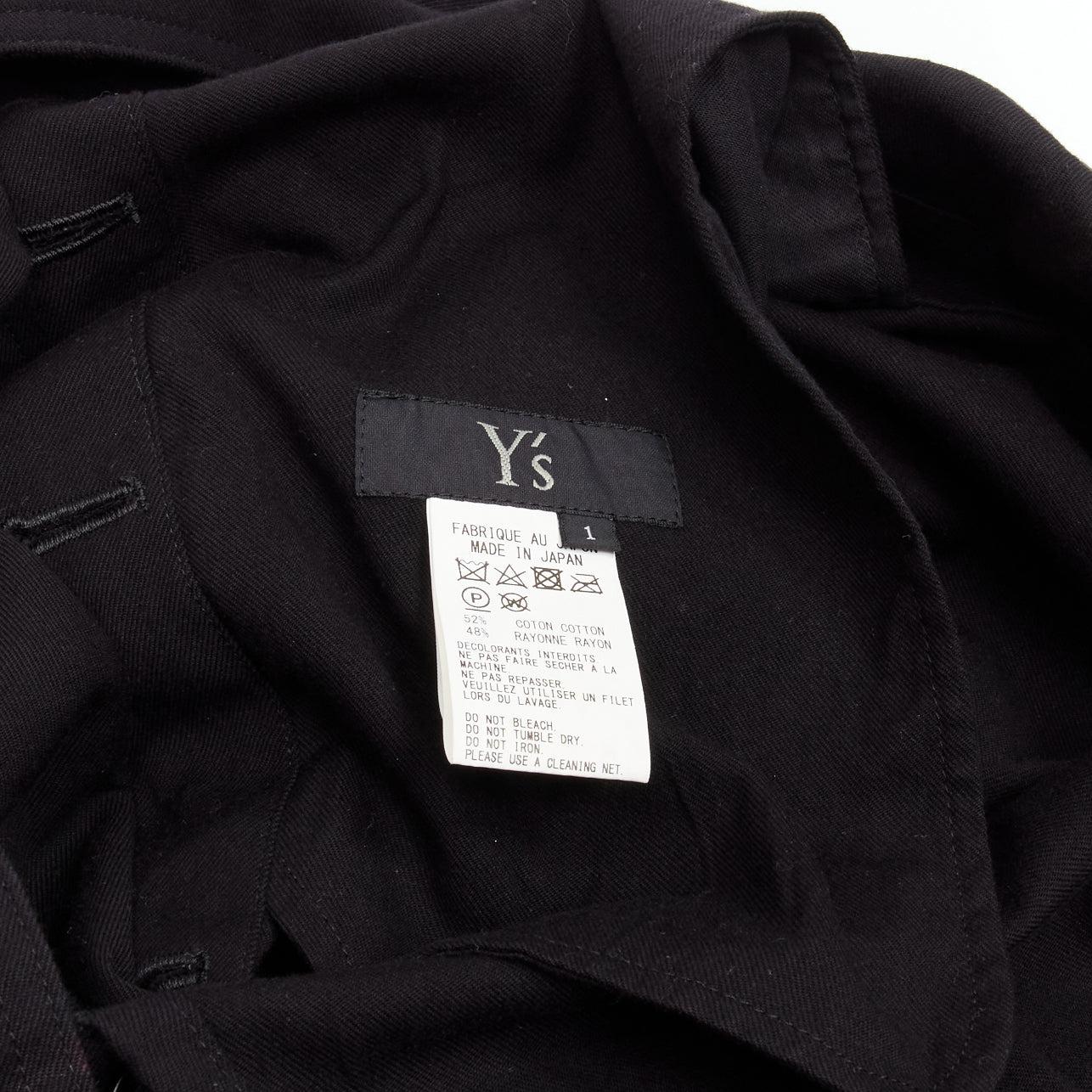 Y'S YOHJI YAMAMOTO black cotton blend button side drop crotch dungaree JP1 S For Sale 3
