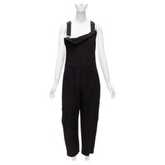 Y'S YOHJI YAMAMOTO black cotton blend button side drop crotch dungaree JP1 S