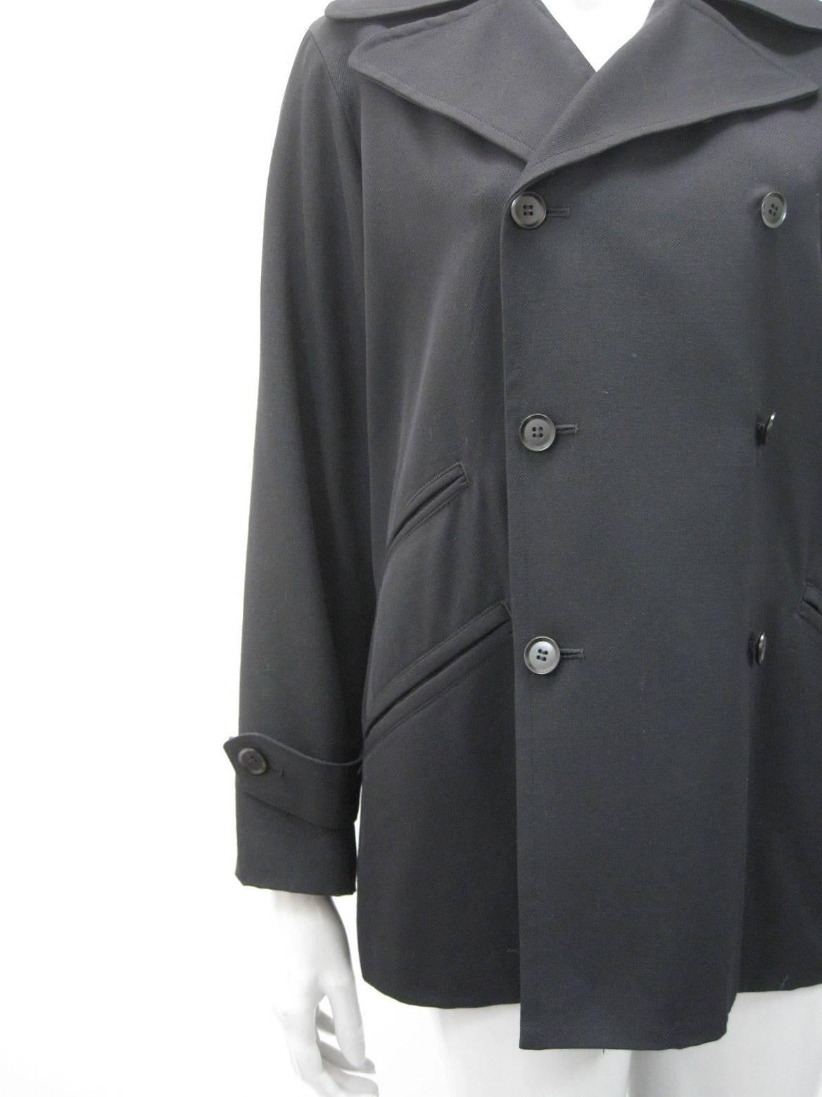 Noir Y's Yohji Yamamoto - Veste noire à double boutonnage en vente