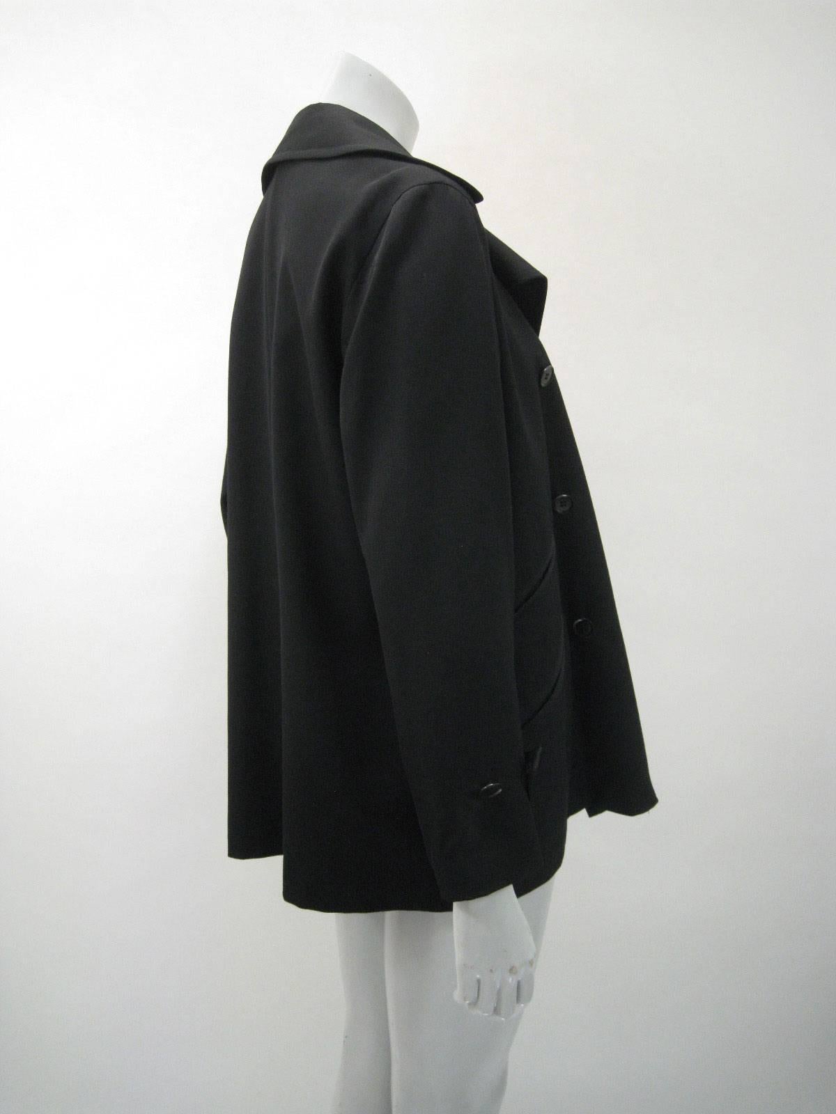 Y's Yohji Yamamoto Black Double Breasted Jacket In Excellent Condition For Sale In Oakland, CA