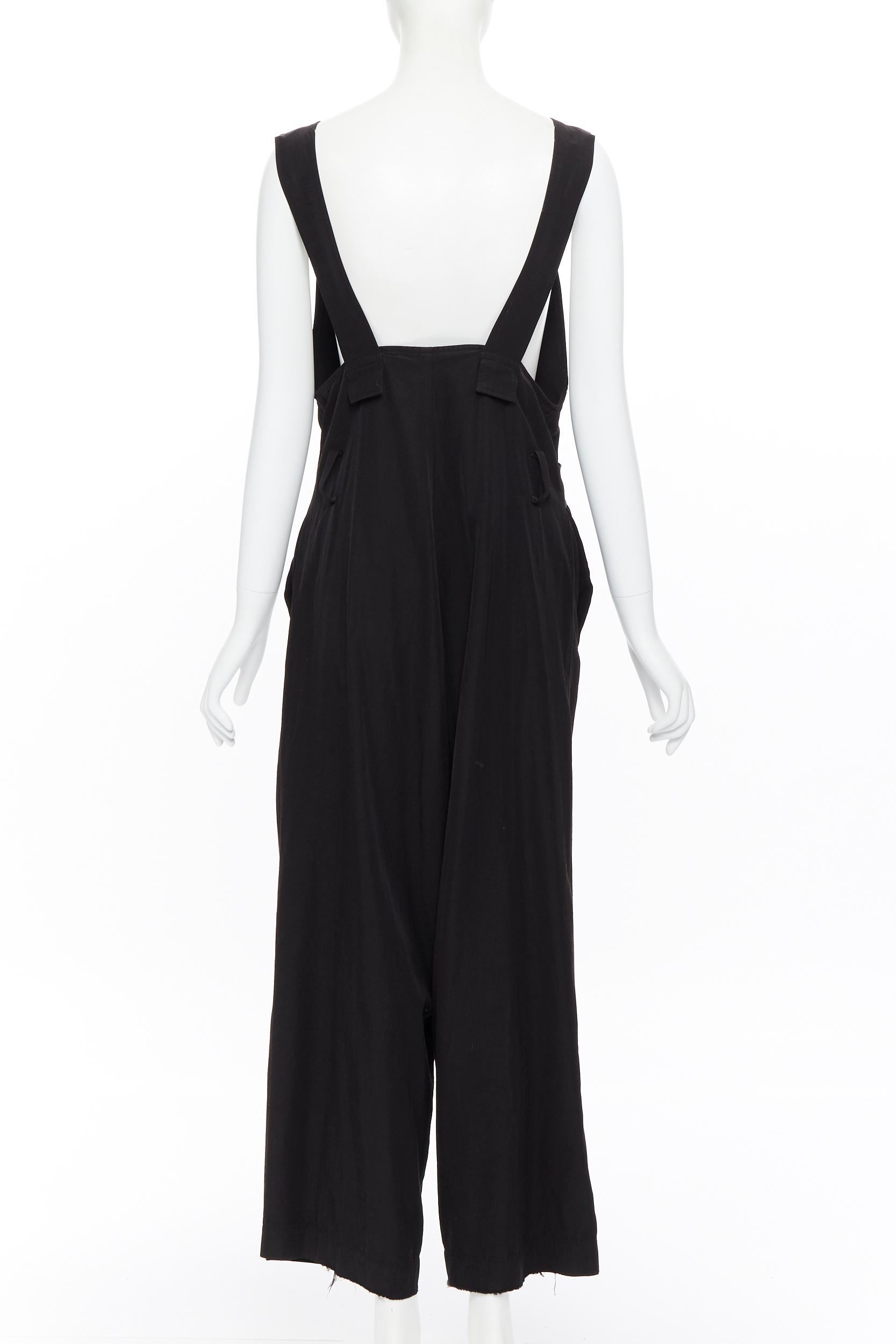 Y's YOHJI YAMAMOTO black foldover collar double breasted worker jumpsuit JP2 M In Excellent Condition In Hong Kong, NT