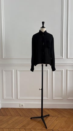 Camisa vintage de rayón transparente en negro de Yohji Yamamoto Y's con botones de perla