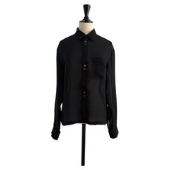 Camisa vintage de rayón transparente en negro de Yohji Yamamoto Y's con botones de perla