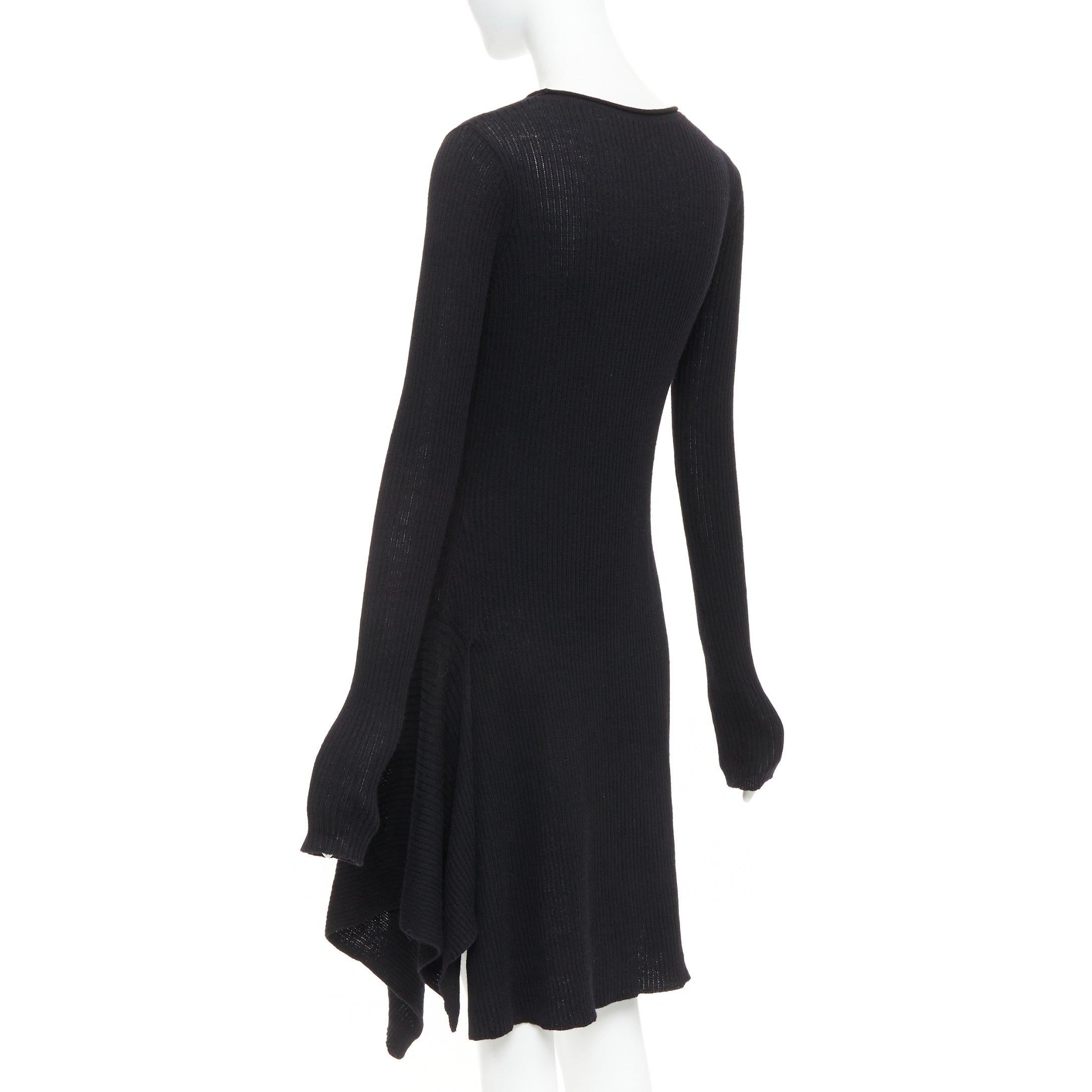 Y'S YOHJI YAMAMOTO black  wool laced up handkerchief hem sweater JP2 M Pour femmes en vente