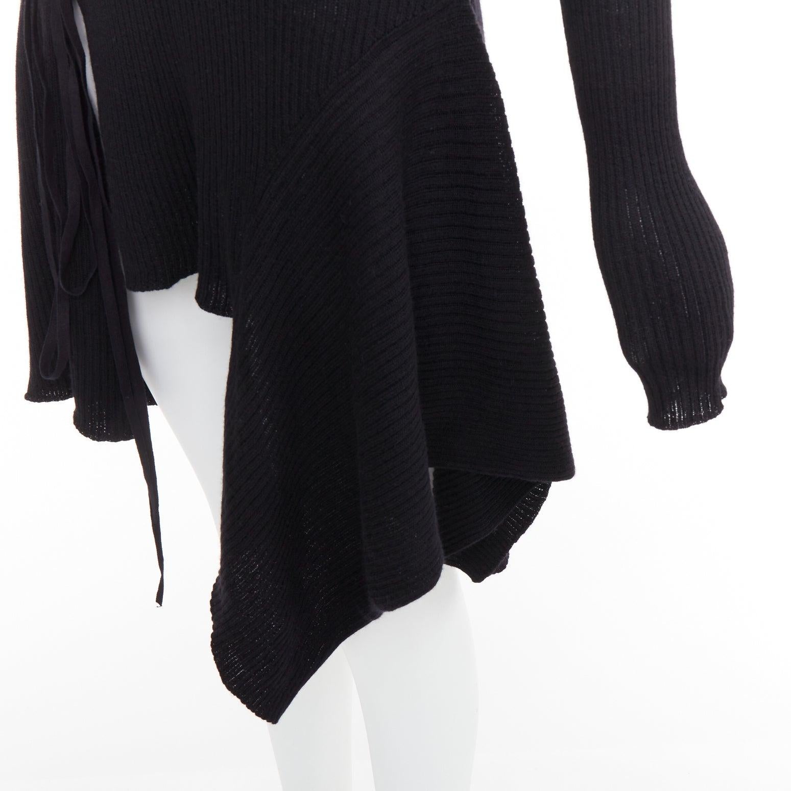 Y'S YOHJI YAMAMOTO black  wool laced up handkerchief hem sweater JP2 M en vente 2