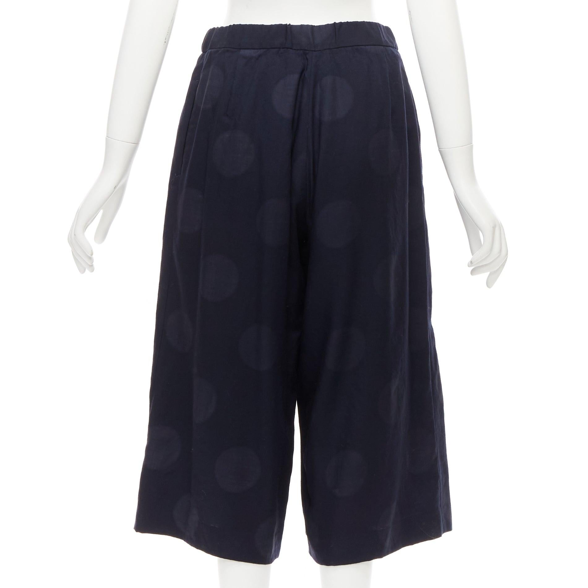 Y'S YOHJI YAMAMOTO Exclusive navy wool polka dots pleated wide pants IT38 XS In Good Condition For Sale In Hong Kong, NT