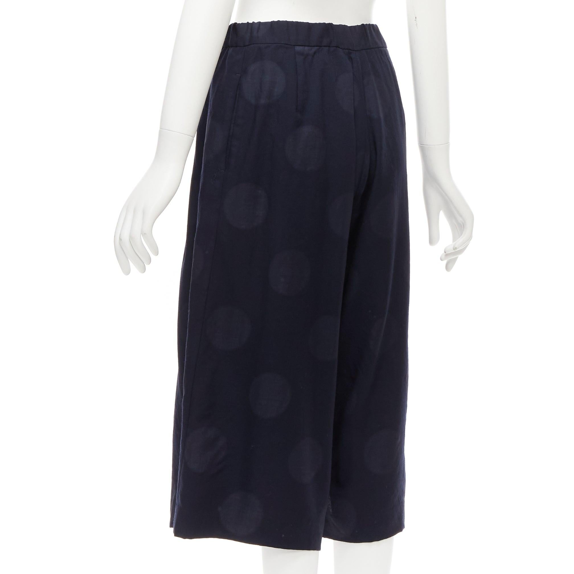 Women's Y'S YOHJI YAMAMOTO Exclusive navy wool polka dots pleated wide pants IT38 XS For Sale