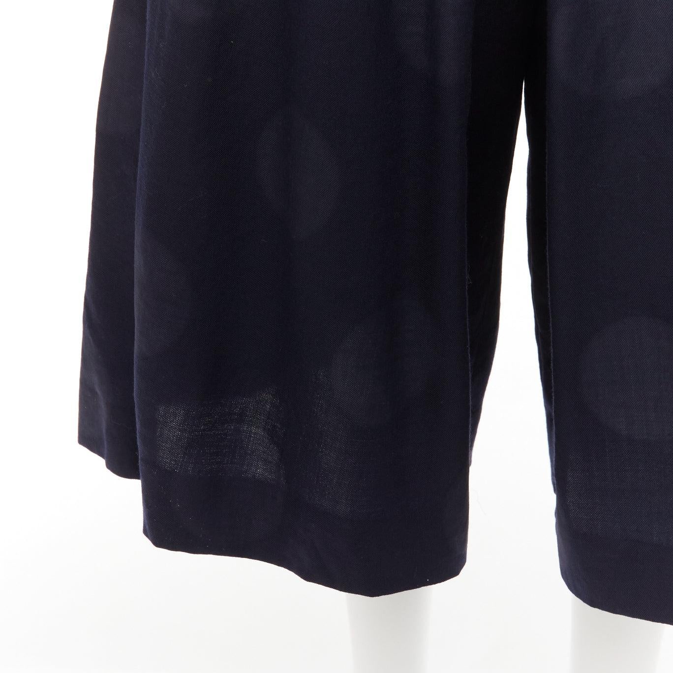 Y'S YOHJI YAMAMOTO Exclusive navy wool polka dots pleated wide pants IT38 XS For Sale 1