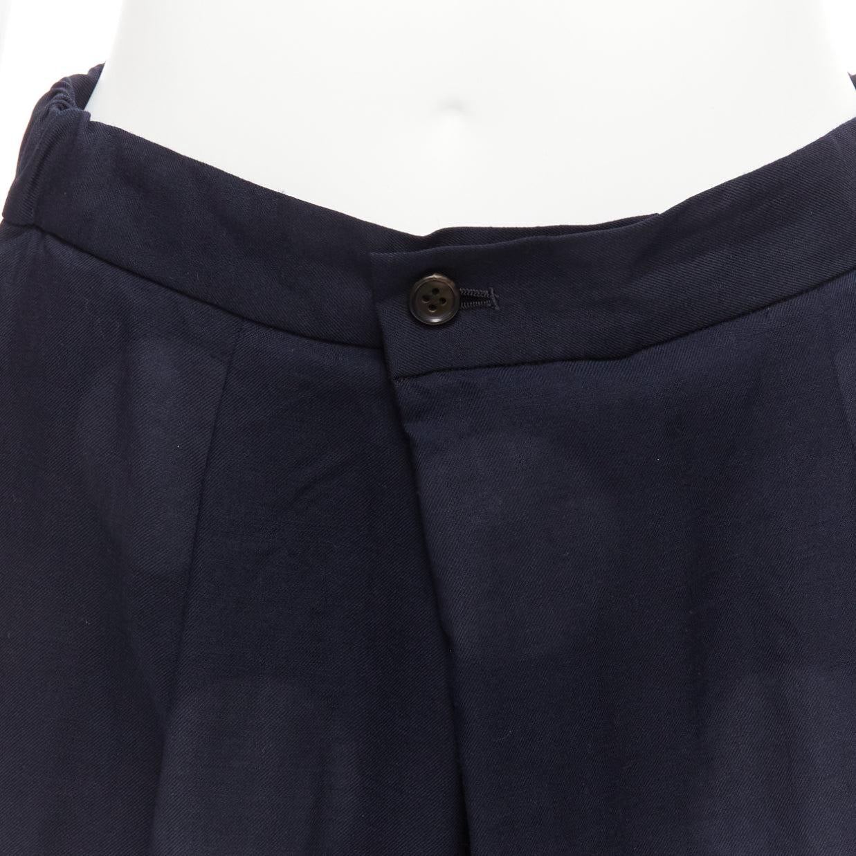 Y'S YOHJI YAMAMOTO Exclusive navy wool polka dots pleated wide pants IT38 XS For Sale 2