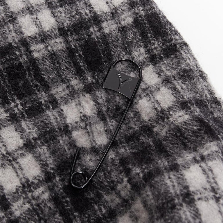 Foulard à Carreaux Yohji Yamamoto Y's En Laine Avec Franges - Occasion Très Bon état