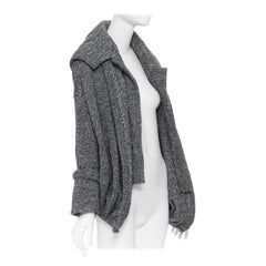 Y's YOHJI YAMAMOTO grey wool tweed overstitch draped cardigan coat JP2 M