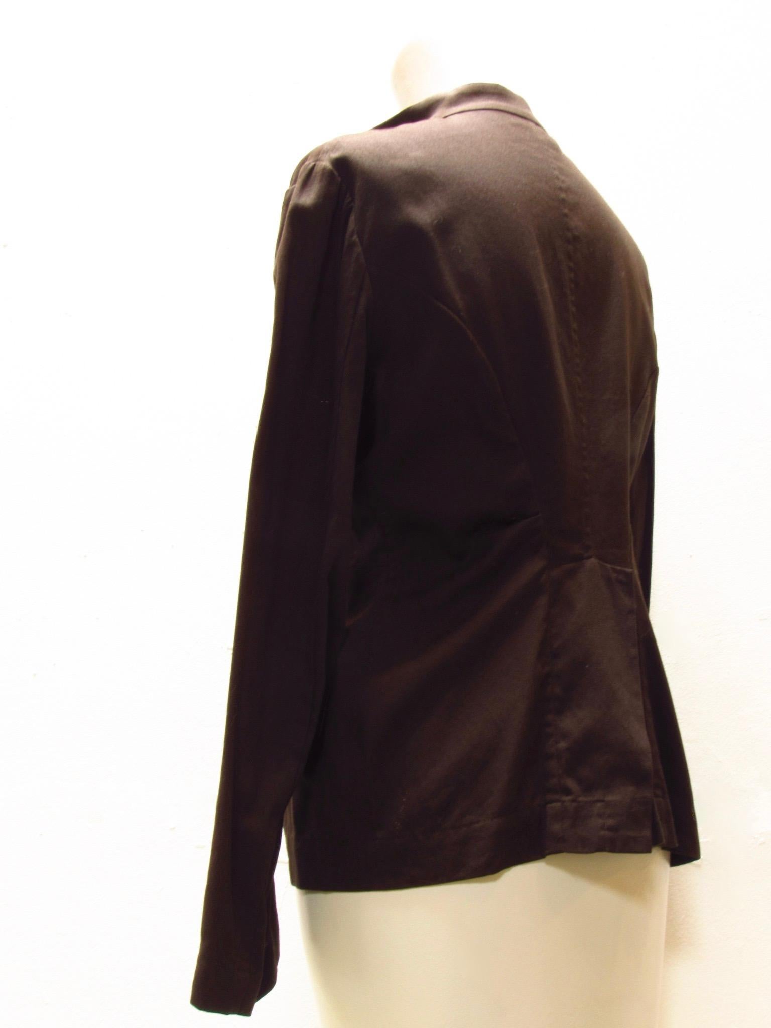Y's Yohji Yamamoto Short Brown Lace Up Jacket In New Condition For Sale In Laguna Beach, CA