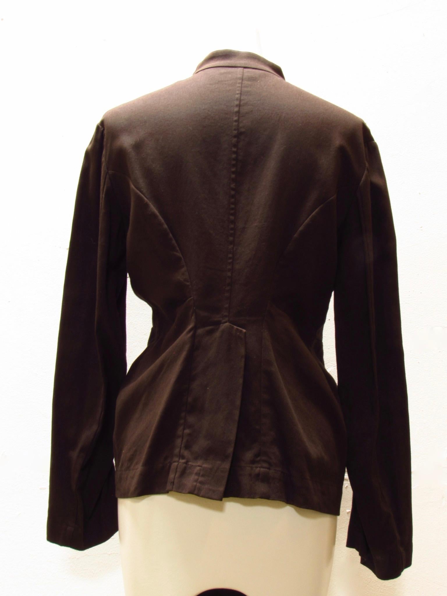 Women's Y's Yohji Yamamoto Short Brown Lace Up Jacket For Sale