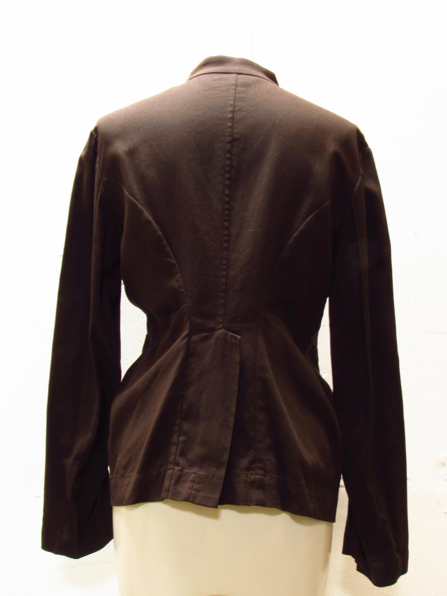 Y's Yohji Yamamoto Short Brown Lace Up Jacket For Sale 1