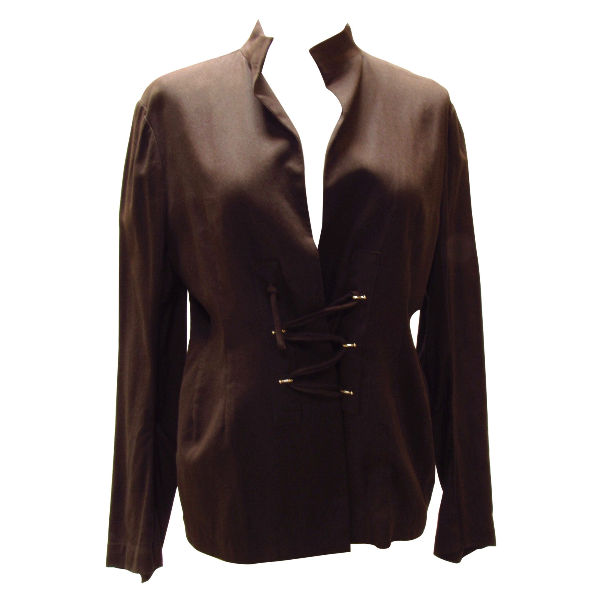 Chaqueta corta de encaje marrón Yohji Yamamoto Y's. en venta
